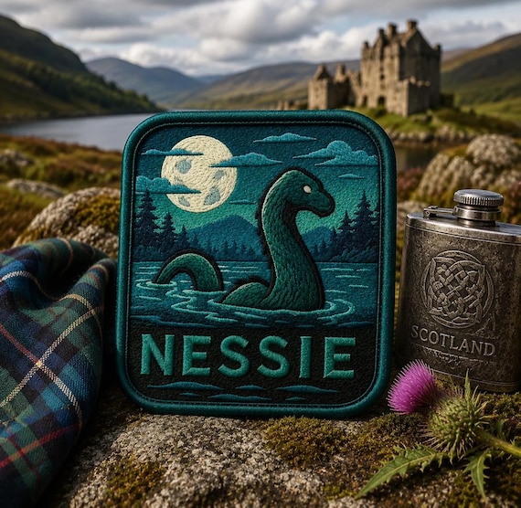 Nessie Patch/Iron-On Patch/Paranormal Badge/Cryptid Myths & Legends/Sew-On Applique for Clothing Vest/Jacket Hats Backpack Gear