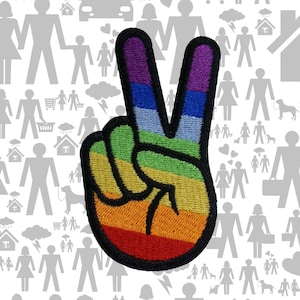 Rainbow Peace Sign Patch Embroidered Iron-On Sew-On Applique for Clothing Jackets Bags Backpack, Hippie Badge, Boho Vibes, Positive Energy