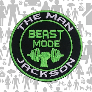 Beast Mode Patch Customizable Iron-On Sew-On Gym Applique for Jacket Vest Backpack, Weightlifting Badge, Fitness Gift, Powerlifting Gear