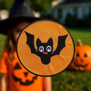 Halloween Bat Patch Iron On Sew On Embroidered Applique for Jackets Bags Costumes Clothing, Horror Movie, Slasher Badge, Scary Accessory