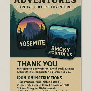 K&ouml;nnte beinhalten: Ein Poster mit dem Text &bdquo;FAMILY ADVENTURES&ldquo; und &bdquo;EXPLORE. COLLECT. ADVENTURE.&ldquo; Zwei Aufn&auml;her sind abgebildet, einer mit &bdquo;YOSEMITE&ldquo; und der andere mit &bdquo;SMOKY MOUNTAINS&ldquo;. Das Poster enth&auml;lt Anweisungen und den Text &bdquo;SHARE YOUR ADVENTURE!&ldquo;