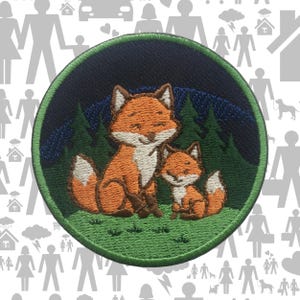 Iron-On Red Fox Family Patch/Sew-On Applique for Jackets & Backpack/Clothing/Nature Badge/Hiking Patch/Camping Patch/Wild Animal Patch/Parks