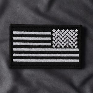 Reverse USA US American Flag Patch Iron-on Applique, Shoulder Uniform Vest Jacket, Biker MC Club Military Veteran Explorer