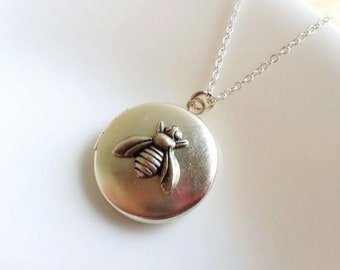 Sterling Silver Bee Locket Necklace