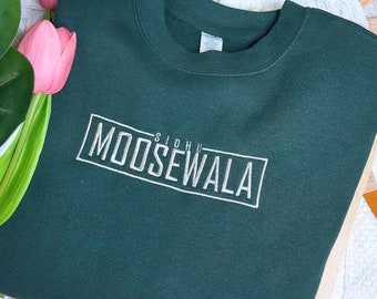 Sidhu MooseWala-tröja: Broderad rund hals eller hoodie för punjabisk musiklegend, gåva till fan