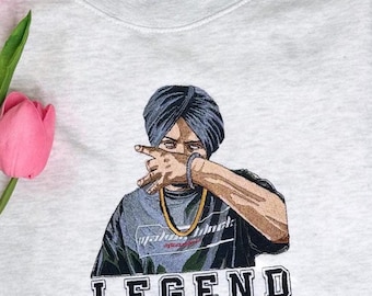 Sidhu Hoodie Moosewala Legend EMBROIDERED Sweatshirt (Crewneck or Hoodie) | Desi Clothing Punjabi Gift for Him Her | Unisex | Soft Material