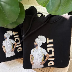 Diljit Dosanjh Embroidered Hoodie | Punjabi Music Legend Pullover | Fan Gift