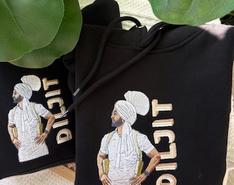 Diljit Dosanjh Embroidered Hoodie | Punjabi Music Legend Pullover | Fan Gift