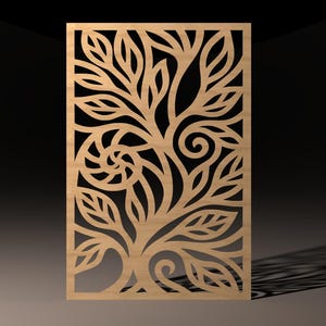 Bladwerveling decoratief paneel dxf svg pdf-bestanden voor lasergesneden cnc plasmarouter scherm bloemenpatroon voor kunst aan de muur digitale download