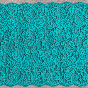 Quality Jade Green Wide Stretch Lace Trim 8.5&quot;/22cms - 2 Metres
