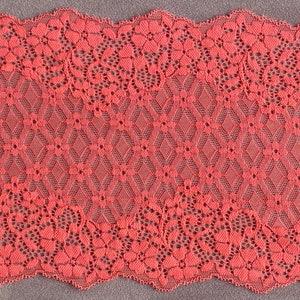 Schöne helle Koralle Picot Rand Breite Stretch Tüll Spitzenband 7 "/ 18 cm