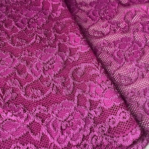 Magenta Pink Retro Bold Satin Stretch Spitze Tüll Borte 8 "/ 20cms - 2 METER