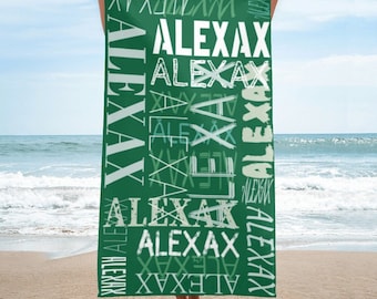 Personalized Microfiber Beach Towel: Custom Name Pool & Bath Towel (30x60 inch)