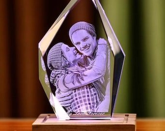 Foto personalizada en cristal grabada con láser 3D, regalo personalizado para mamá