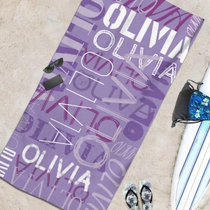 Personalized Microfiber Beach Towel: Custom Name Pool & Bath Towel (30x60 inch)