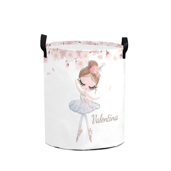 Personalized Laundry Baskets Custom Laundry Hamper Collapsible Clothes Storage Basket with Handle for Bathroom Living Room Bedroom ballerina
