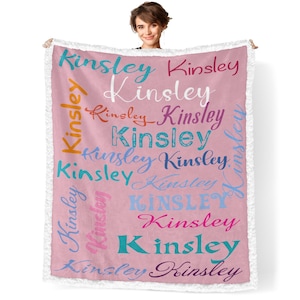 Custom Blanket for Girl Boy Personalized Blanket with Name Text Soft Sherpa Throw Blanket Customized Souvenirs Gift for Baby Pets