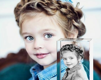 Fotografía personalizada en 3D de cristal, retrato grabado con láser, regalo personalizado.