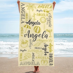 Personalized Microfiber Beach Towel: Custom Name, Vacation Gift