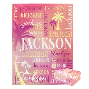 Couverture avec prénom personnalisé : jeté de flanelle personnalisé, cadeau d&#39;anniversaire