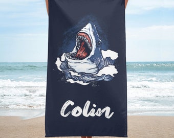 Personalized Shark Beach Towel: Custom Microfiber Pool Towel