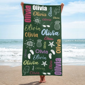 Personalized Microfiber Beach Towel: Custom Name Pool & Bath Towel