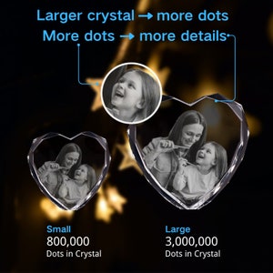 Puede incluir: Dos pisapapeles de cristal en forma de coraz&oacute;n de diferentes tama&ntilde;os. El pisapapeles m&aacute;s peque&ntilde;o tiene 800.000 puntos y el m&aacute;s grande 3.000.000 puntos. Ambos pisapapeles contienen una foto de una madre y su hija.