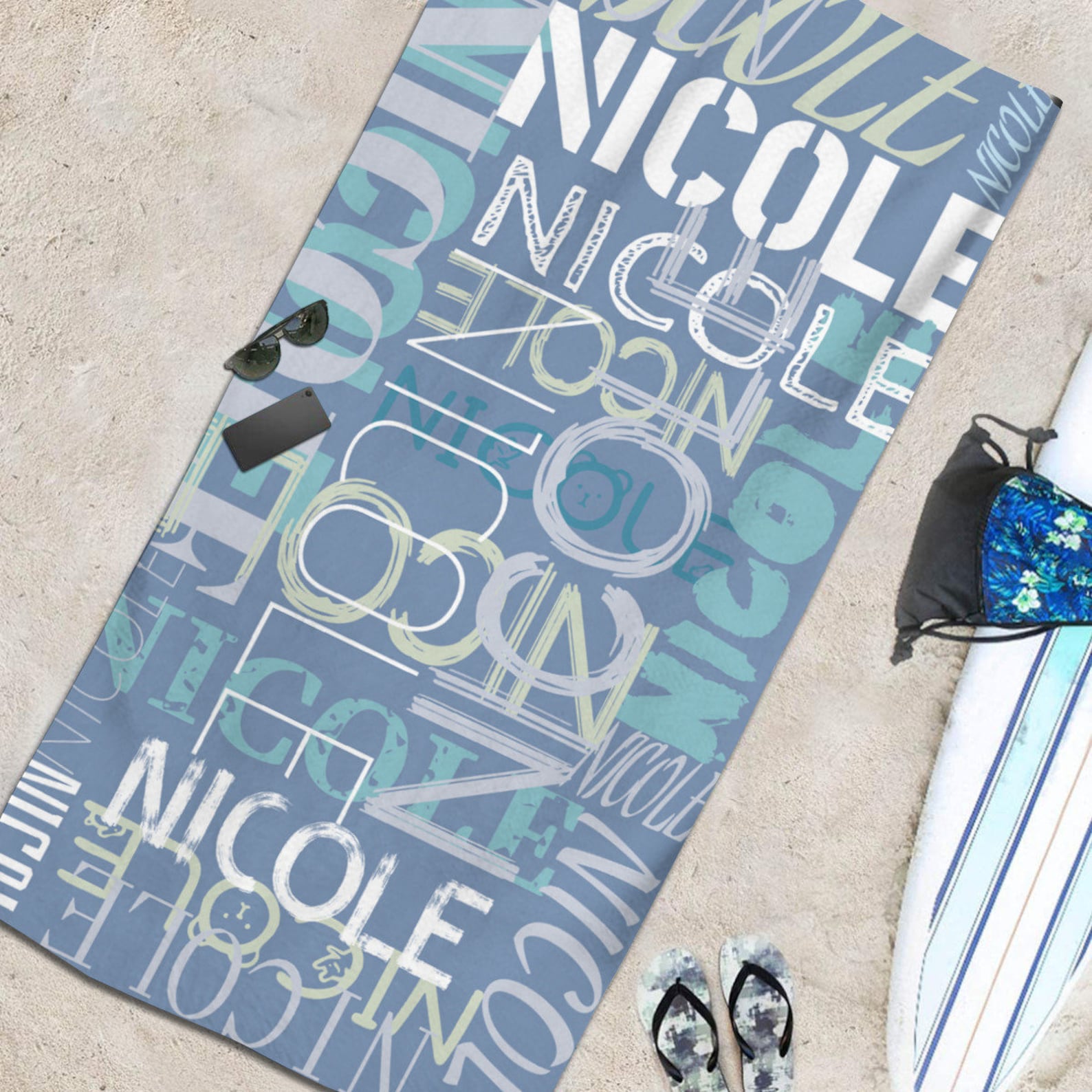 named beach towels