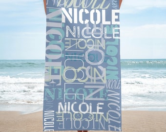 Personalized Beach Towel, Custom Name Beach Towel ,Custom Text Hand Towel,Custom Pool Travel Beach and Bath Towels for Kids and Adults,