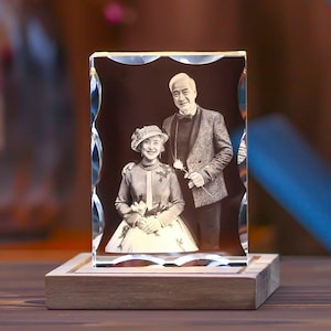 Foto in cristallo 3D personalizzata, regali personalizzati per la festa della mamma con la tua foto, foto incisa al laser 3D, regali per la mamma in cristallo inciso
