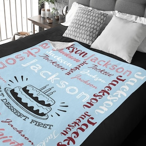 Couverture prénom personnalisée en flanelle : jeté personnalisé, cadeau d&#39;anniversaire