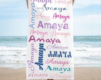 Personalized Beach Towels, Custom Name Beach Towel ,Custom Text Hand Towel,Custom Pool Travel Beach and Bath Towels for Kids and Adults,