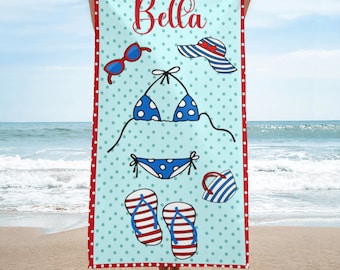 Personalized Microfiber Beach Towel: Custom Name Pool Towel (30x60 inch)