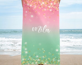 Personalized Microfiber Beach Towel: Custom Name Pool & Bath Towel