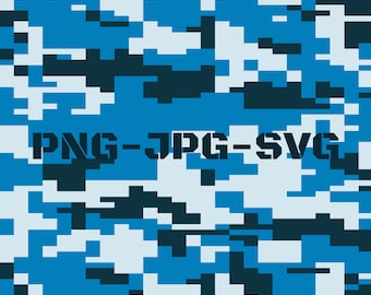 Blue Pixelated Camo Png Jpg SVG Download File