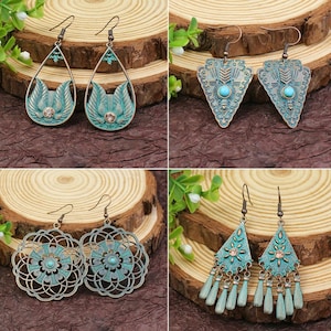 Holiday gift idea,  Bohemian earrings, Hoop Afghan earrings, Vintage earrings, Mandala earrings, Unique design, Gift idea for girl