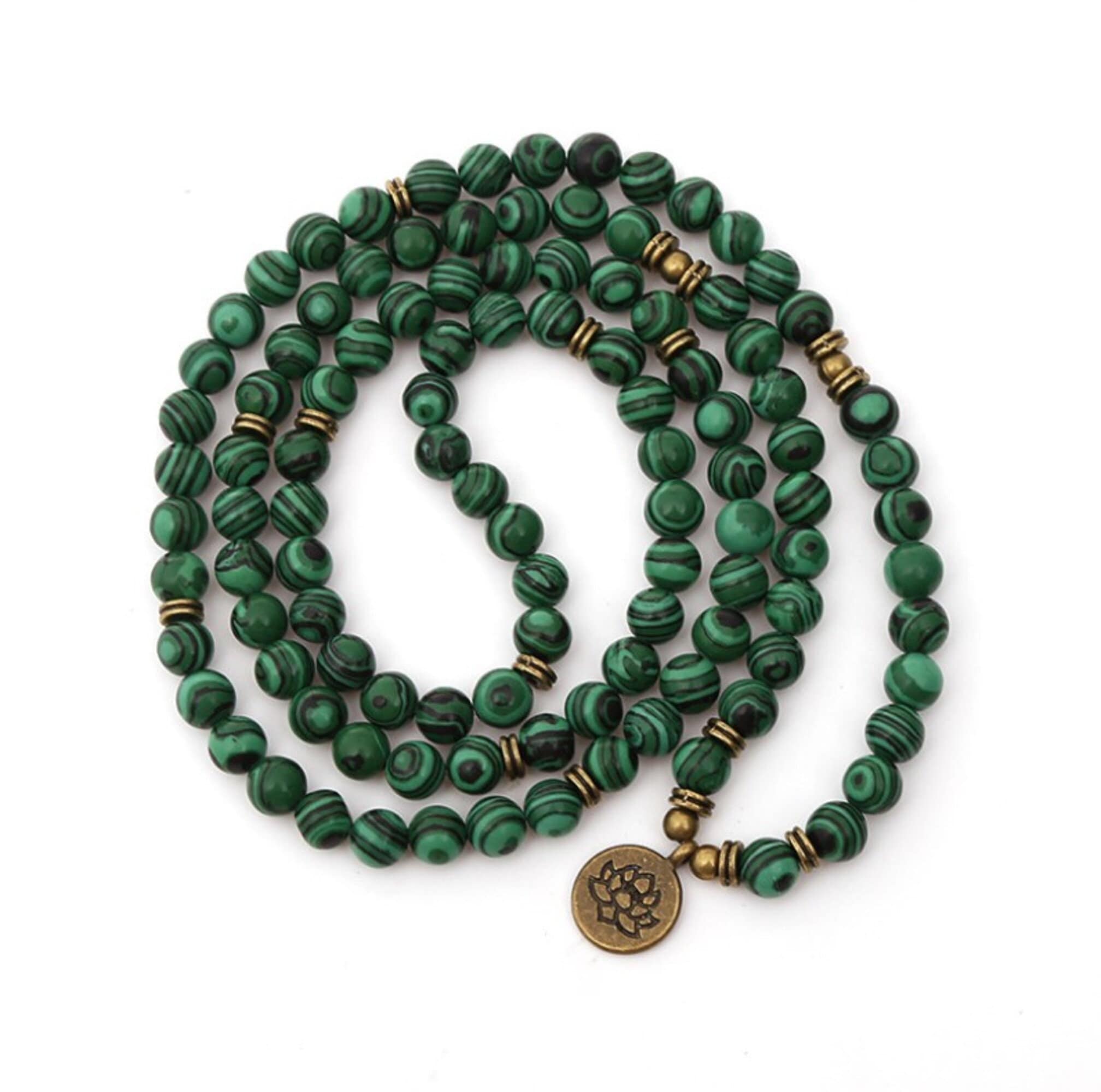 Pierre précieuse malachite verte 108 Perles Mala Collier / | Etsy