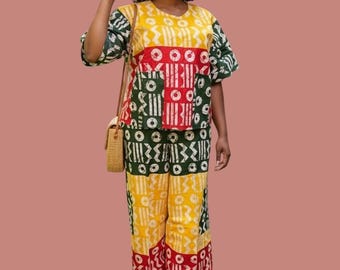 Ankara 2 piece sets, crop top & wide leg baggy pants.