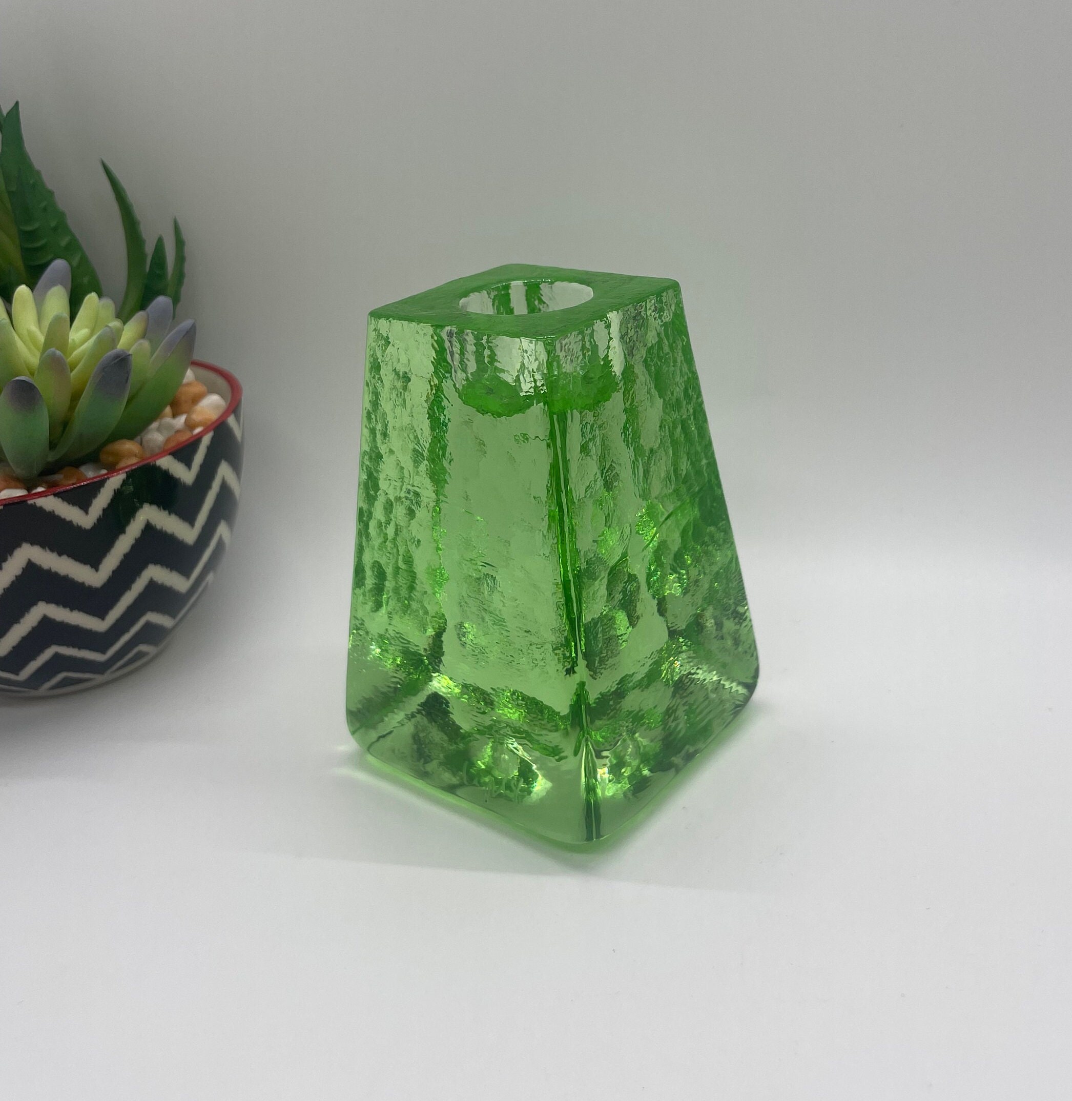 Fire and light glass green heavy bowl