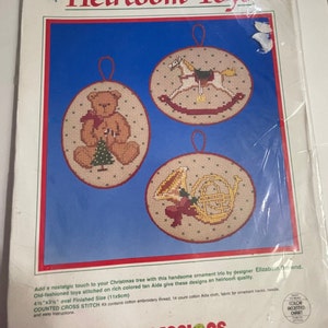 Vtg dimensions counted cross stitch kit #8337 &quot;Heirloom toys&quot;