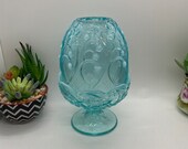 Fenton blue opalescent lily of the valley fairy lamp