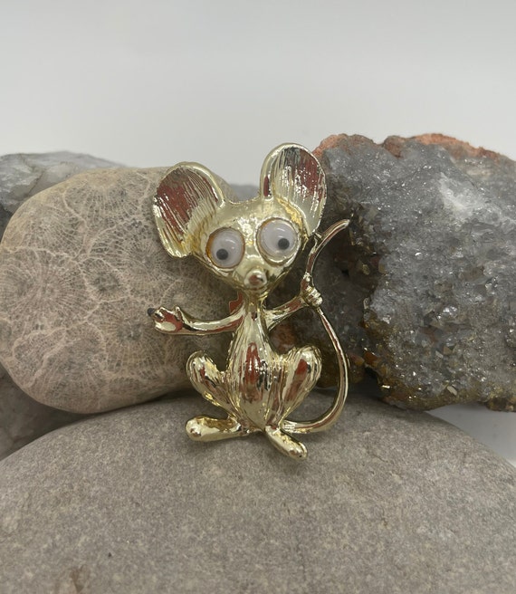 Vintage Anthropomorphic Mouse Brooch With Googly Eyes Etsy Australia