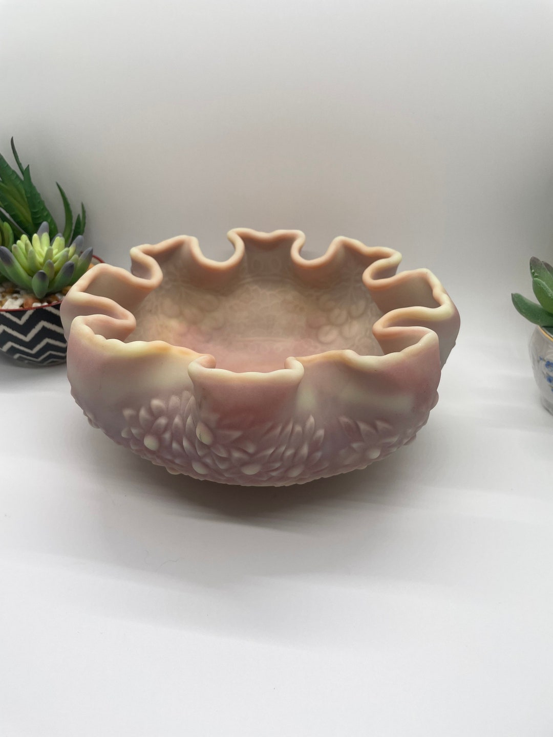 Fenton Burmese Glass Orange Blossom Large Bowl. Etsy