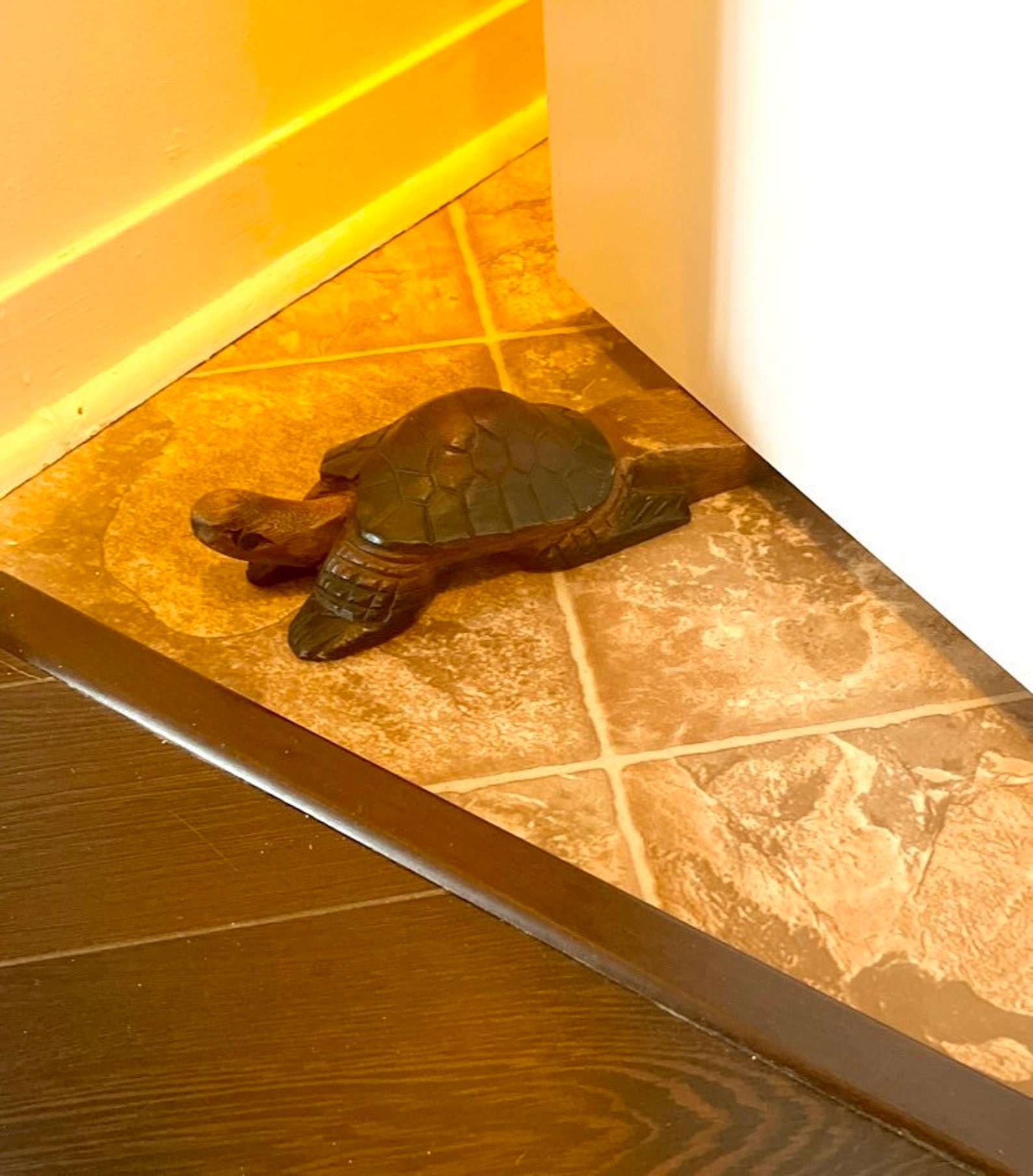 Sea Turtle Wood Door Stop Wedge. Hand Carved in Thailand. Etsy Canada