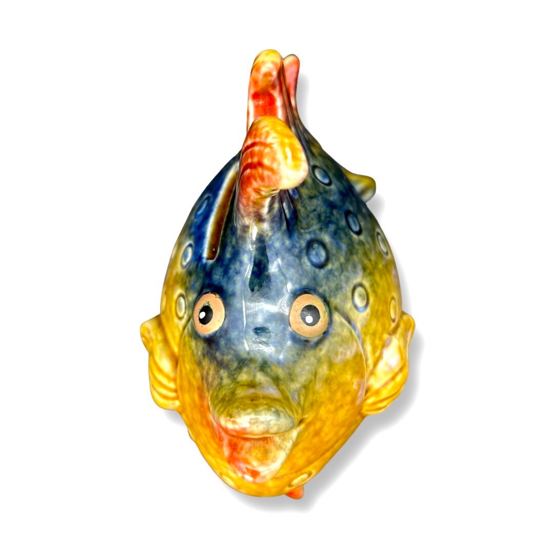 Vintage Ceramic Fish Bank, Art Pottery Coin Bank,ocean Coastal Beach