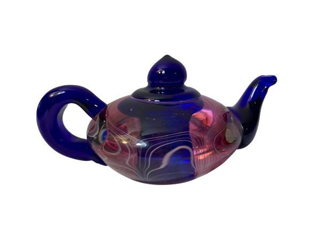 Edinburgh Art Glass Teapot Paperweight With Original Etsy