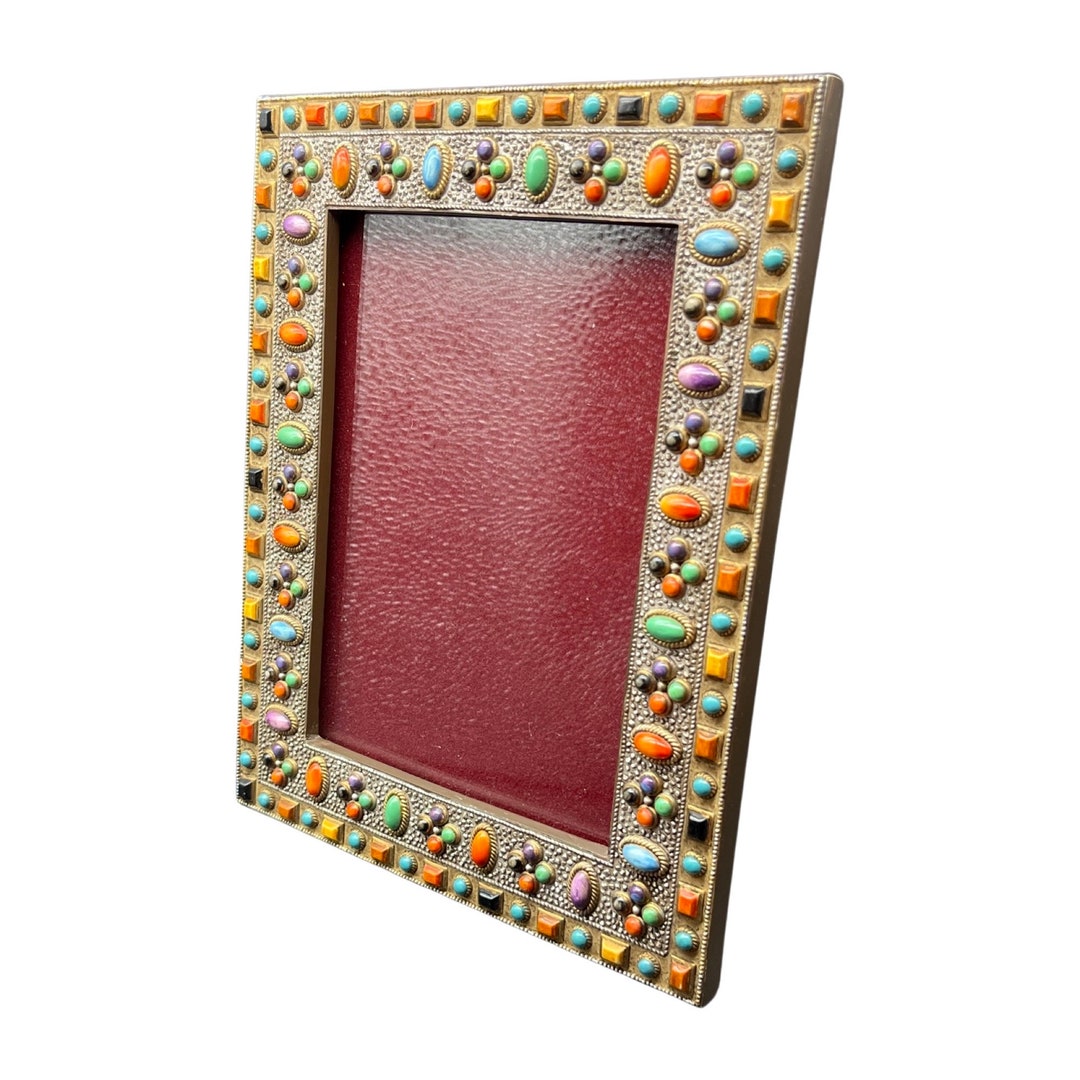 Vintage Collette Et Cie Picture Frame Faux Gemstones Enamel Etsy
