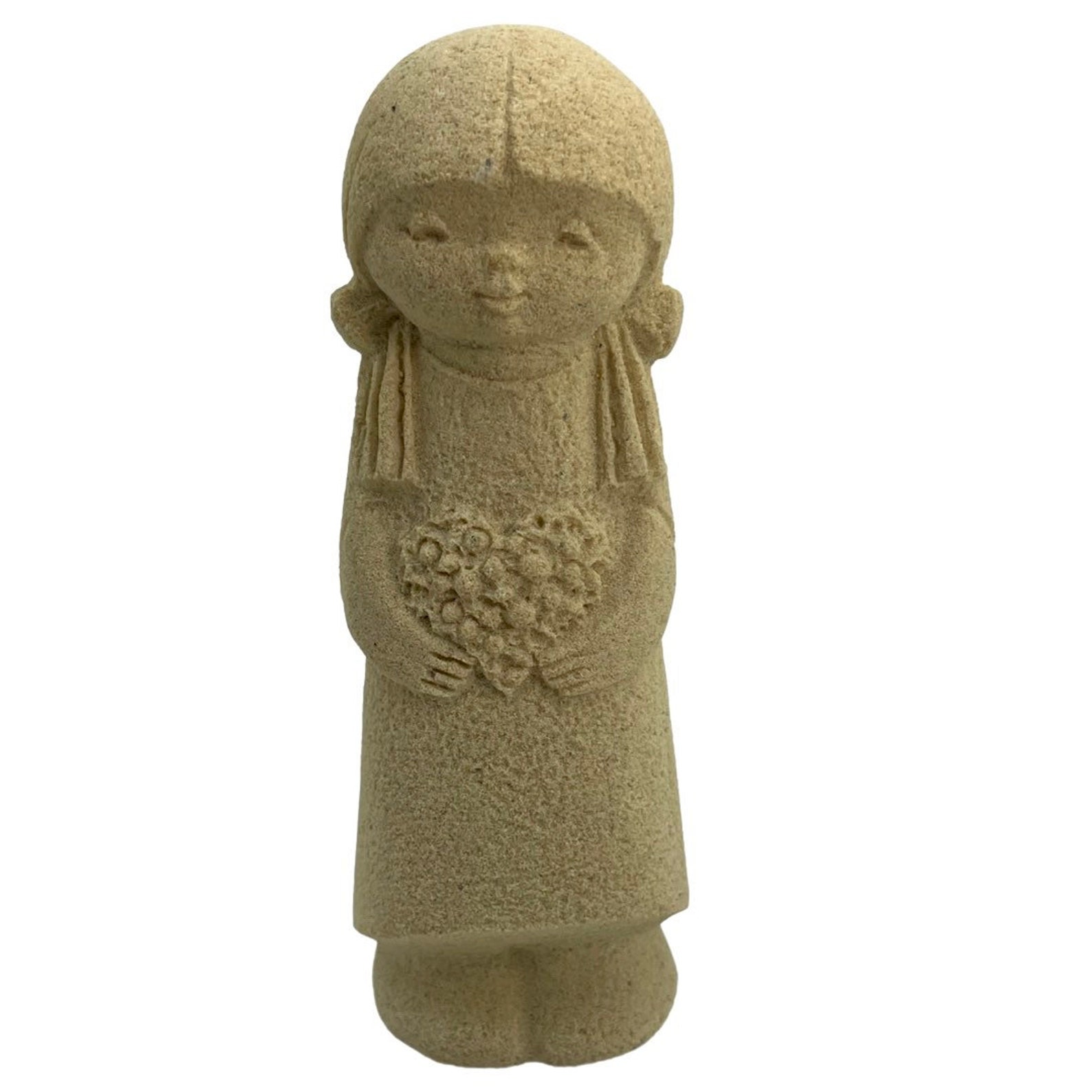 Vintage Stone Art Belgium Girl Figure Girl Pigtail Flower Etsy