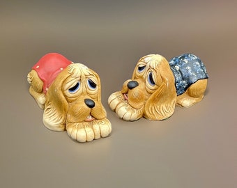 Vintage PenDelfin Dogs Figurines , Hand Painted Stonecraft by PenDelfin England , POOCH the dog sculpture