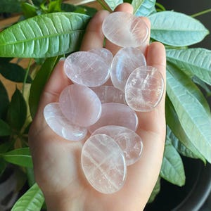 Rose Quartz Crystal Worry Stone: Calming Palm Stone